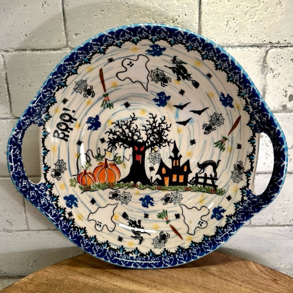 Kalich Unikat Polish Pottery, Halloween Themed Ceramic Serving Platter
